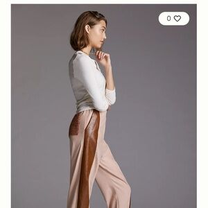 Anthropologie Beatrice B Faux Leather-Trimmed Joggers